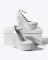 Pair of Wedge Heels With Shoe Box Mockup