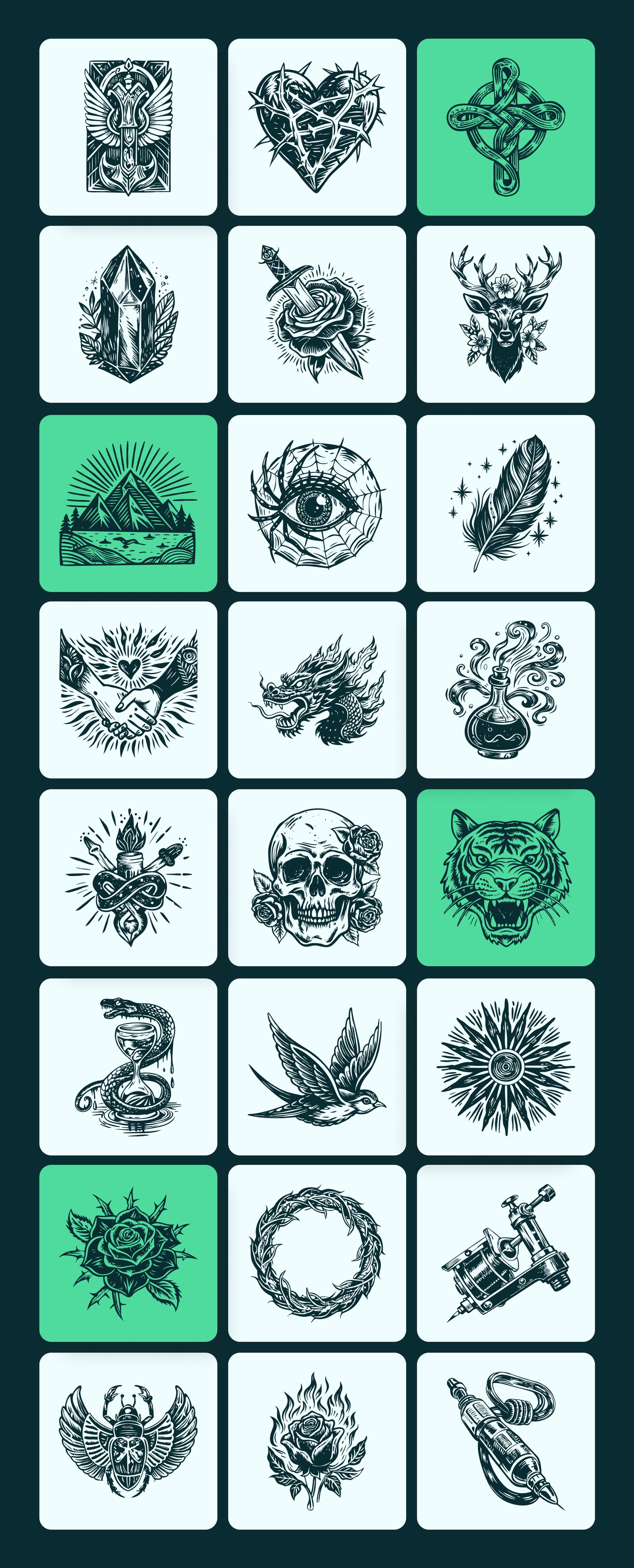 Vintage Tattoo Illustration Set