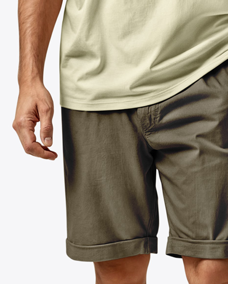 Young Man Wearing T-shirt and Shorts Mockup