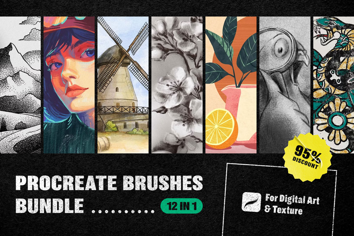 12-in-1 Procreate Brushes Bundle