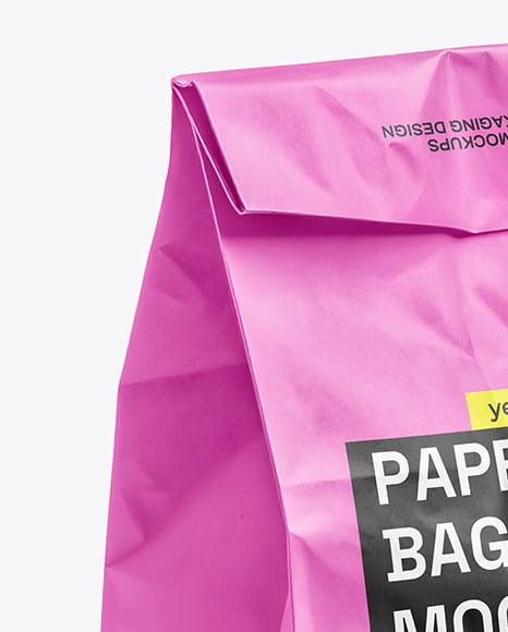 Paper Bag with Sticker Label Mockup