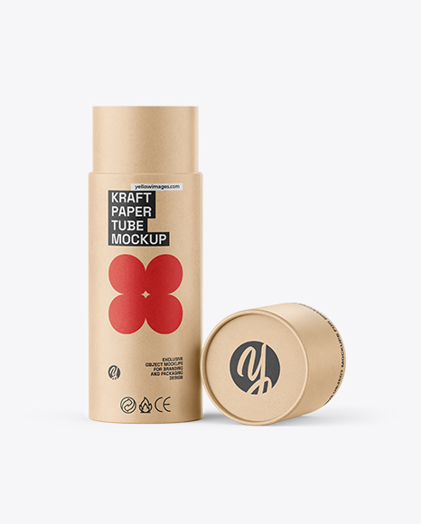 Opened Kraft Paper Tube Mockup