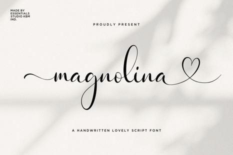 Magnolina - A Script font With Heart Connected and Swash - Beautiful script font