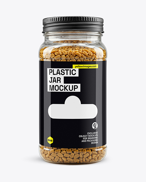Plastic Jar with Fenugreek Seeds Mockup