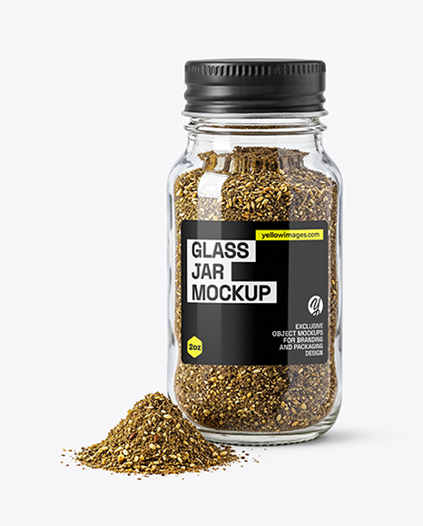 Glass Jar with Za'atar Spice Mockup