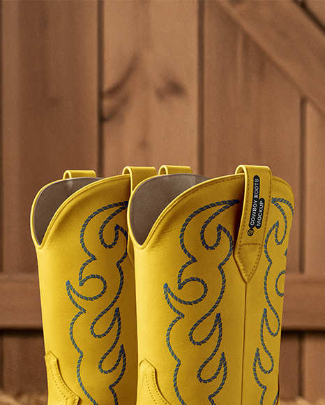 Pair of Women's Cowboy Boots Mockup
