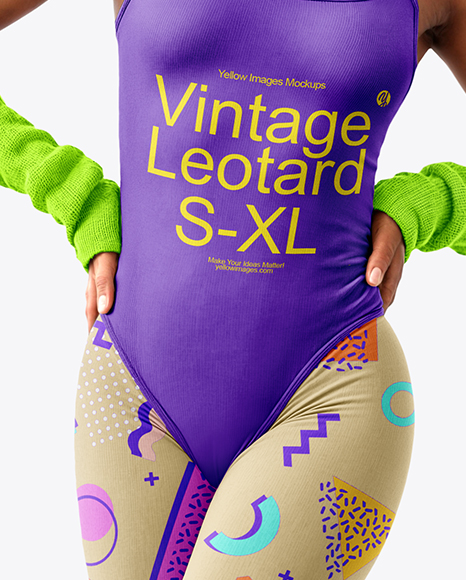 Woman Wearing Vintage Fitness Outfit Mockup