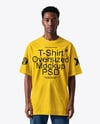 Black Man Wearing Oversize T-Shirt Mockup