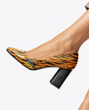 Block Heel Pumps on Woman's Legs Mockup