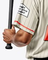 Afro-American Baseball Player Wearing a Jersey and Cap Holding a Bat Mockup