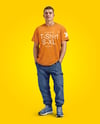 Man Wearing a T-shirt and Pants Mockup