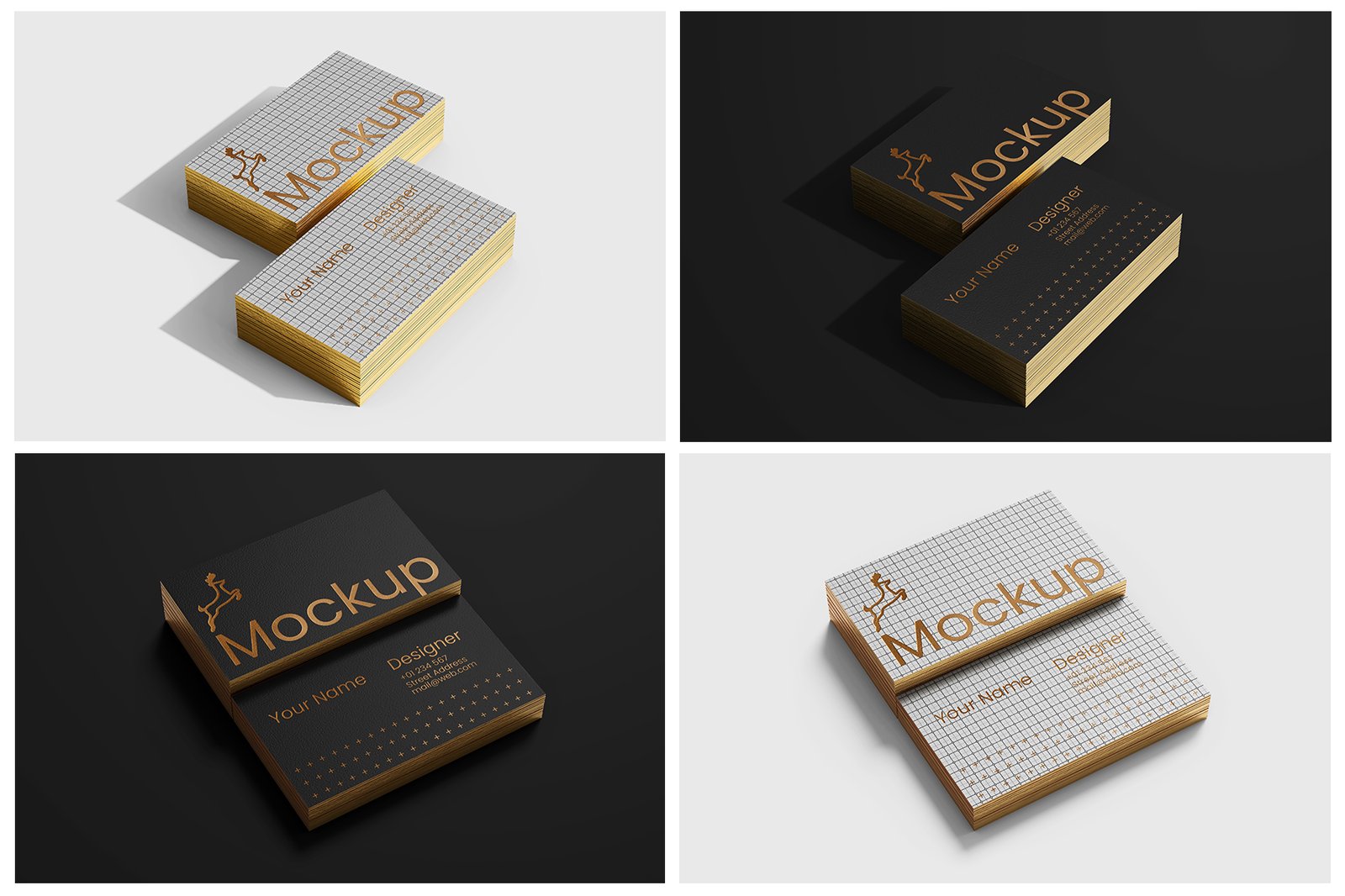 Stacked Business Card Mockup Set (US Size)