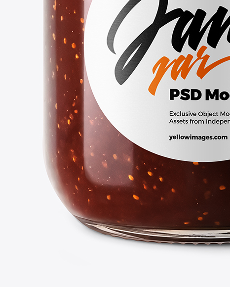 Clear Glass Jar with Fig Jam Mockup