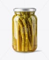 Clear Glass Jar with Pickled Asparagus Mockup