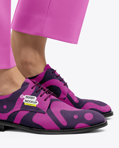 Suede Derby with Trousers on Women's Legs Mockup
