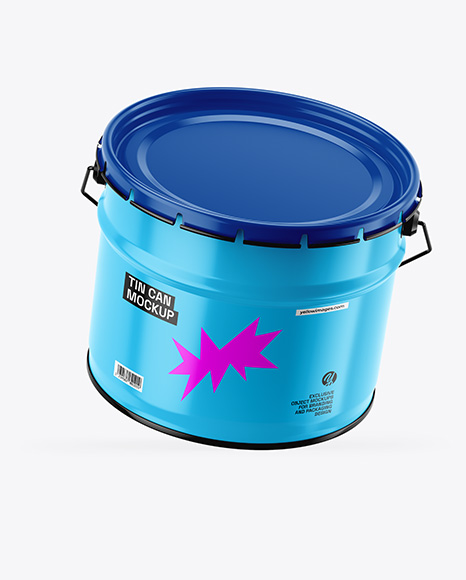 Glossy Tin Can w/ Metallic Handle Mockup