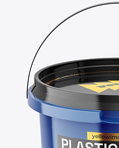 Glossy Plastic Bucket with Handle Mockup