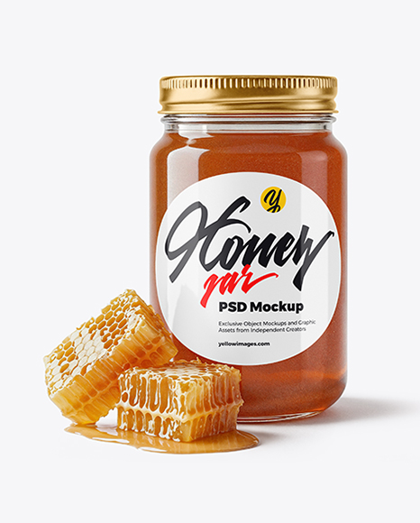 Glass Jar with Sage Honey Mockup - Glass+Jar+With+Various+Fillers+Mockup+In+Jar+Mockups+On+Yellow