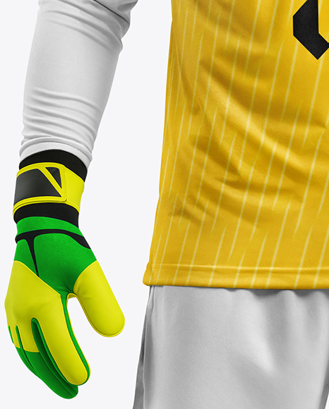 Soccer Goalkeeper Wearing V-Neck Long Sleeve Jersey Mockup