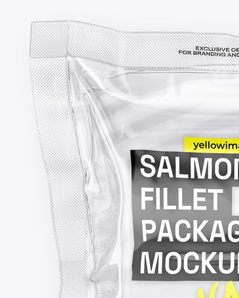 Clear Plastic Flow-Pack with Salmon Fish Fillet Mockup