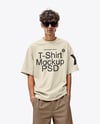 Young Man in Sunglasses Wearing an Oversize T-Shirt Mockup