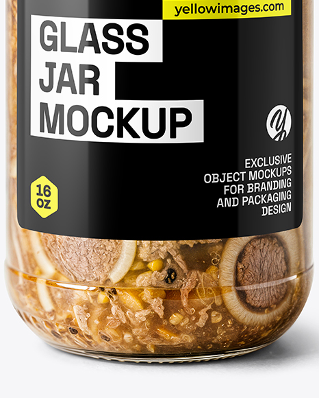 Glass Jar with Canned Stewed Meat Mockup