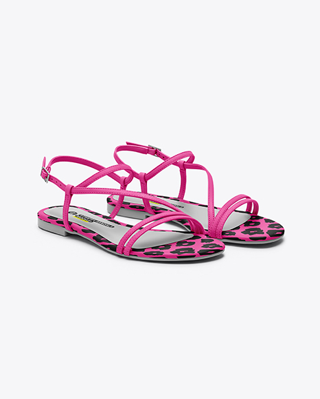 Pair of Women's Strappy Sandals Mockup - Strap mockup