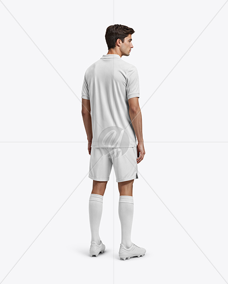Soccer Player Wearing Polo Collar Jersey and Shorts Mockup
