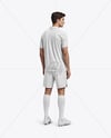 Soccer Player Wearing Polo Collar Jersey and Shorts Mockup