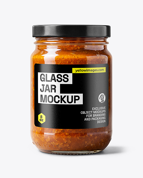 Glass Jar with Meat Ragu Mockup - Sauce bottle mockup