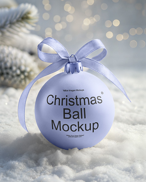 Matte Christmas Ball with Bow Mockup - Christmas mockup