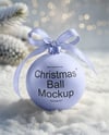 Matte Christmas Ball with Bow Mockup