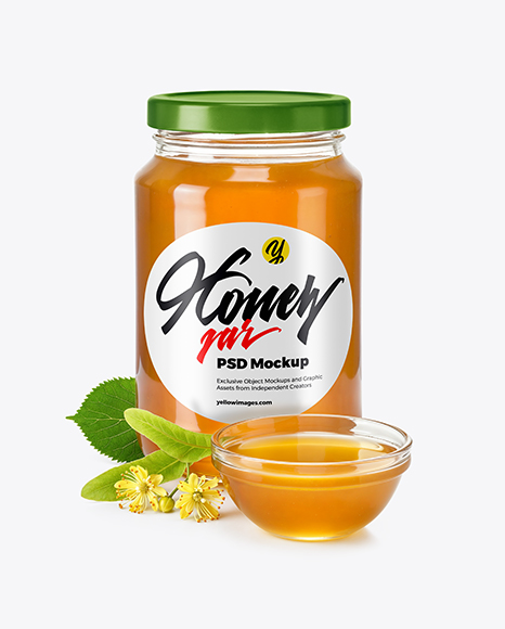 Glass Jar with Linden Honey Mockup - Glass+Jar+With+Various+Fillers+Mockup+In+Jar+Mockups+On+Yellow