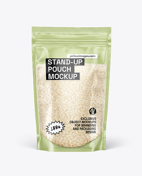 Clear Stand-Up Pouch w Rice Mockup - PSD Mockups