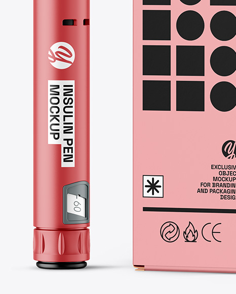 Matte Insulin Pen with Box Mockup