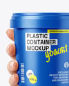 Matte Plastic Container in a Hand Mockup