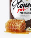 Clear Glass Jar with Buckwheat Honey Mockup