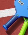 Two Pickleball Paddles with Balls on a Court Mockup