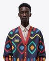 Black Man Wearing Cardigan and Pants Mockup