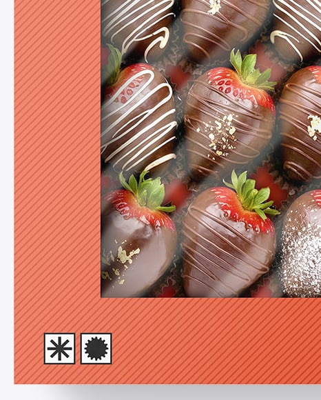 Box with Chocolate Covered Strawberry Mockup