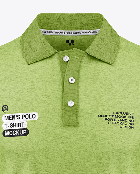Men's Heather Polo Shirt Mockup - Front View