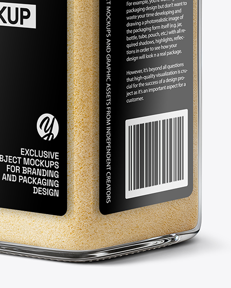 Square Spice Glass Jar with Onion Powder Mockup
