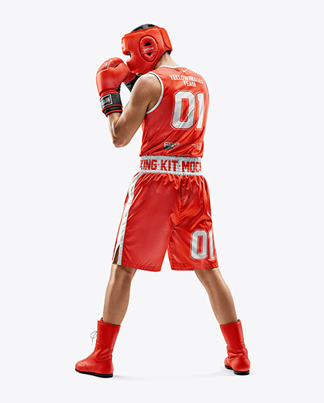 Man Wearing Boxing Kit with Jersey and Shorts Mockup - Kit mockup psd