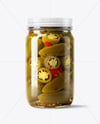 Glass Jar with Pickled Jalapenos Mockup