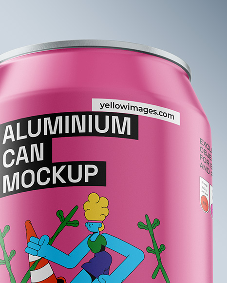 12oz Aluminium Can with Matte Finish on the Block Mockup