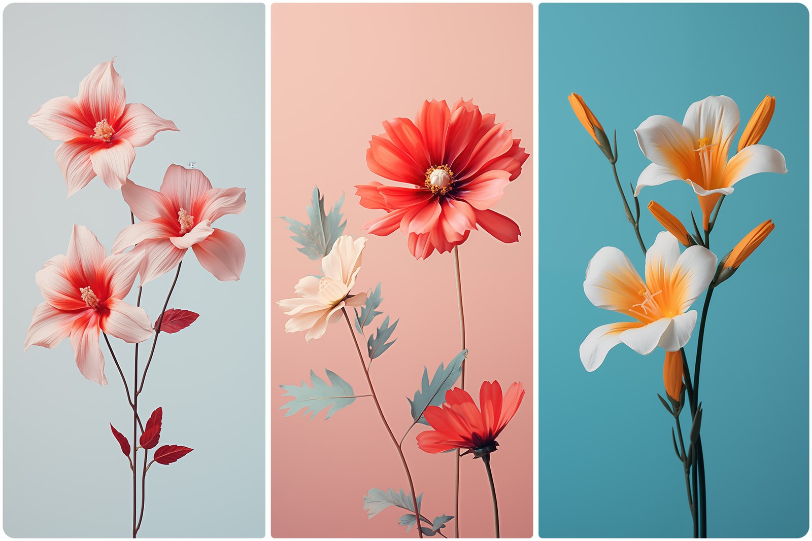 120 Flowers Poster Illustration Backgrounds