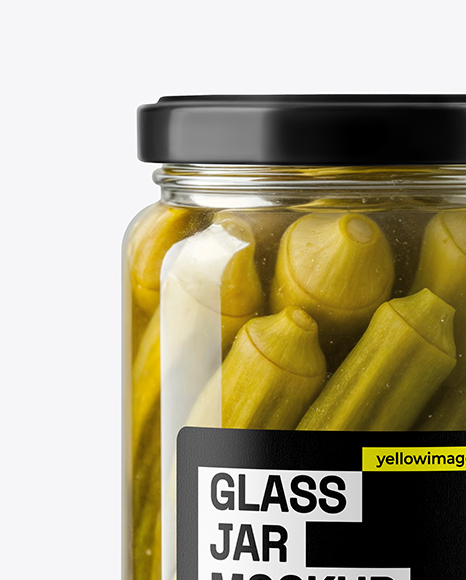 Glass Jar with Pickled Okra Mockup