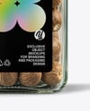 Square Glass Jar with Whole Nutmeg Mockup