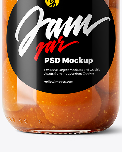Glass Jar with Apricot Preserves Mockup