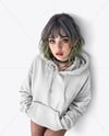 Young Alt Girl Wearing Oversized Hoodie with Kangaroo Pocket Mockup